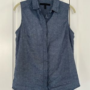 Victoria Beckham sleeveless blue chambray shirt sz6